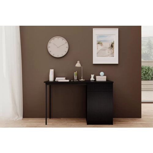 Biurko Nicole 120 cm z szufladą - czarny mat / czarne nóżki